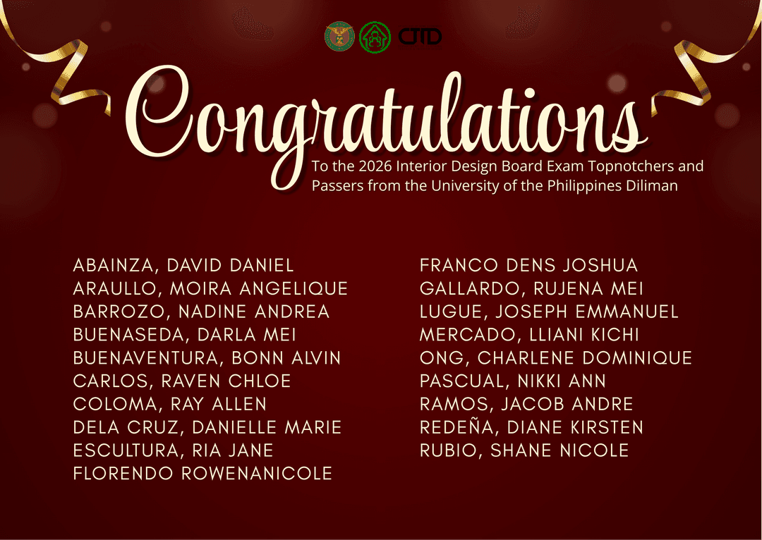 2026 Licensure for Interior Designers Passers from UP Diliman